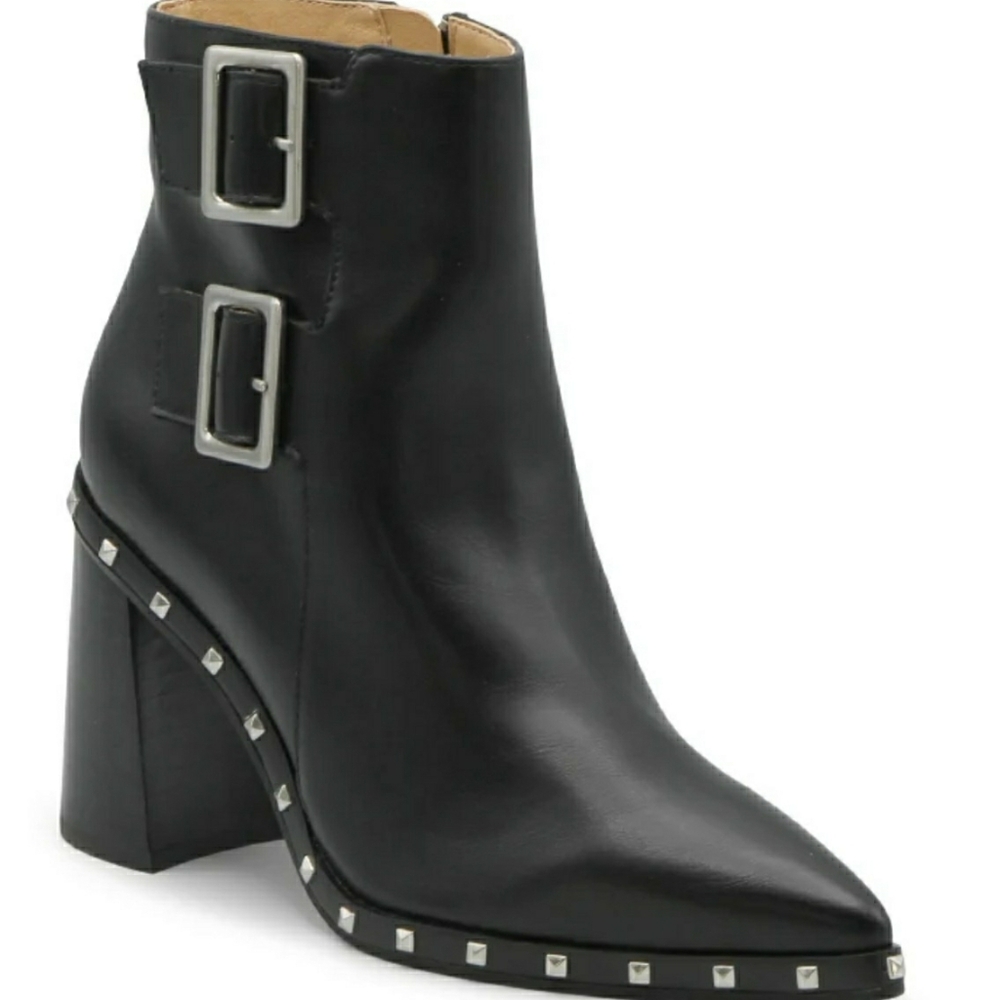Charles By Charles David Black Heeled Boots with Silver Studs
